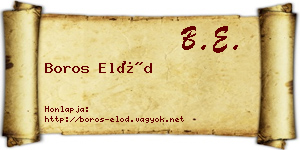 Boros Előd névjegykártya